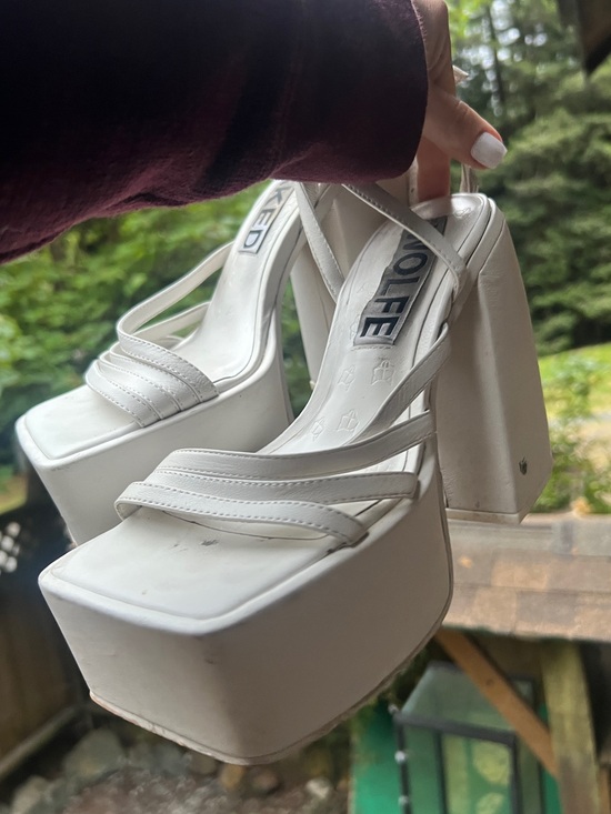 Naked Wolfe Shoes - NAKED WOLFE Genuine Leather White Ivory Strappy Platform Chunky Sandals Heels